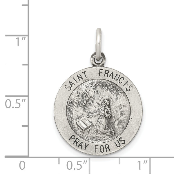 Saris and Things 925 Sterling Silver Antiqued Saint Francis Medal