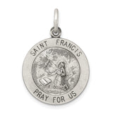 Saris and Things 925 Sterling Silver Antiqued Saint Francis Medal