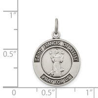 925 Sterling Silver Antiqued Saint Francis of Assisi Medal