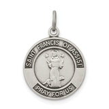 925 Sterling Silver Antiqued Saint Francis of Assisi Medal