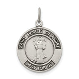 925 Sterling Silver Antiqued Saint Francis of Assisi Medal
