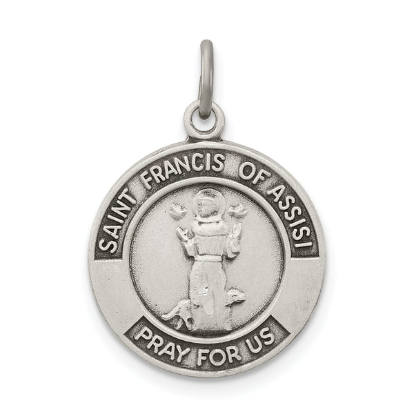 925 Sterling Silver Antiqued Saint Francis of Assisi Medal