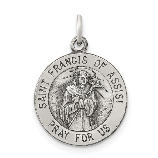 Goldia Sterling Silver Antiqued Saint Francis of Assisi Medal