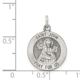 Saris and Things 925 Sterling Silver Antiqued Saint John Medal