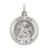 Saris and Things 925 Sterling Silver Antiqued Saint John Medal
