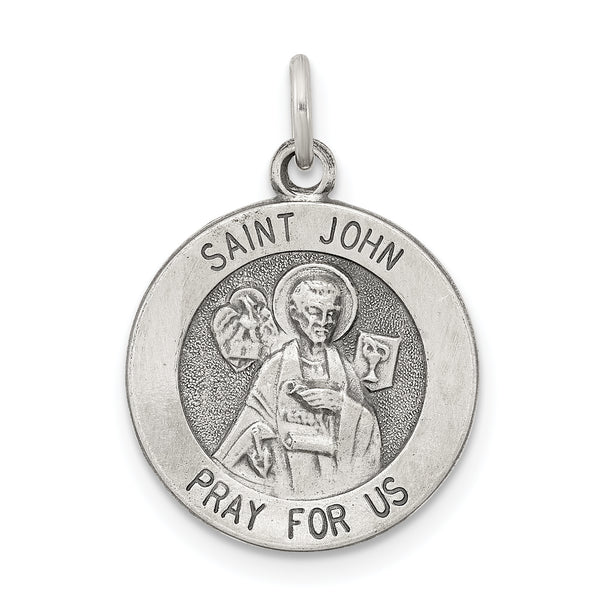 Saris and Things 925 Sterling Silver Antiqued Saint John Medal