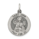 Saris and Things 925 Sterling Silver Antiqued Saint John Medal