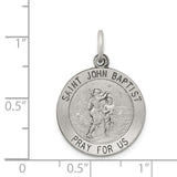 Saris and Things 925 Sterling Silver Antiqued Saint John the Baptist Medal