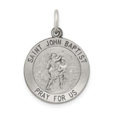 Saris and Things 925 Sterling Silver Antiqued Saint John the Baptist Medal