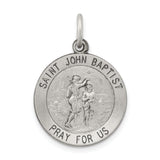 Saris and Things 925 Sterling Silver Antiqued Saint John the Baptist Medal