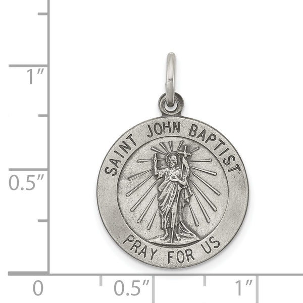 Saris and Things 925 Sterling Silver Antiqued Saint John the Baptist Medal