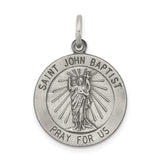 Saris and Things 925 Sterling Silver Antiqued Saint John the Baptist Medal