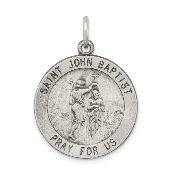 Saris and Things 925 Sterling Silver Antiqued Saint John the Baptist Medal