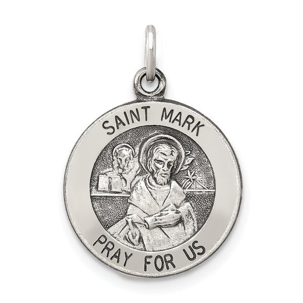 Saris and Things 925 Sterling Silver Antiqued Saint Mark Medal