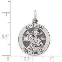 Saris and Things 925 Sterling Silver Antiqued Saint Mark Medal