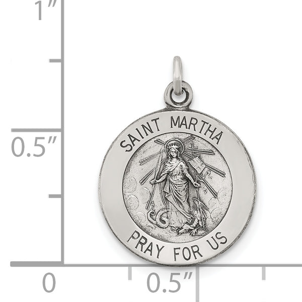 Saris and Things 925 Sterling Silver Antiqued Saint Martha Medal