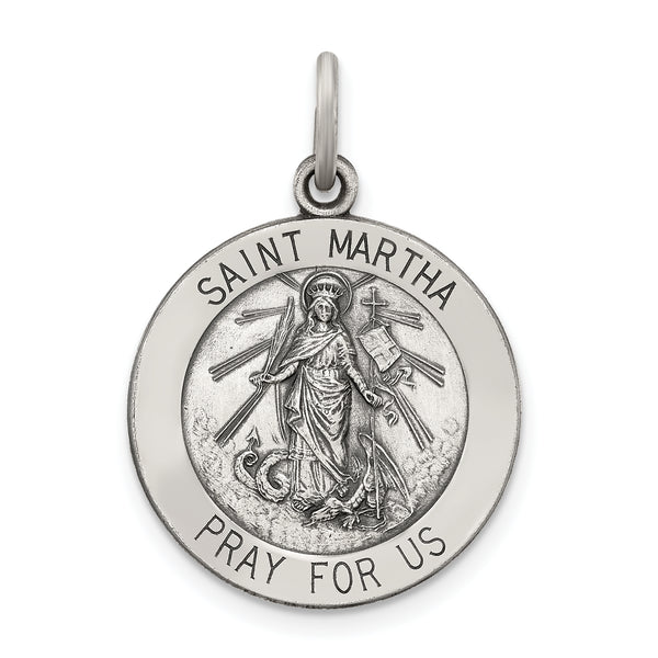 Saris and Things 925 Sterling Silver Antiqued Saint Martha Medal