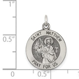 Saris and Things 925 Sterling Silver Antiqued Saint Matthew Medal