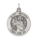 Saris and Things 925 Sterling Silver Antiqued Saint Matthew Medal