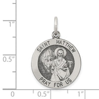 Saris and Things 925 Sterling Silver Antiqued Saint Matthew Medal