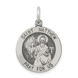Saris and Things 925 Sterling Silver Antiqued Saint Matthew Medal