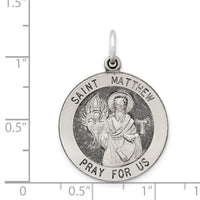 Saris and Things 925 Sterling Silver Antiqued Saint Matthew Medal