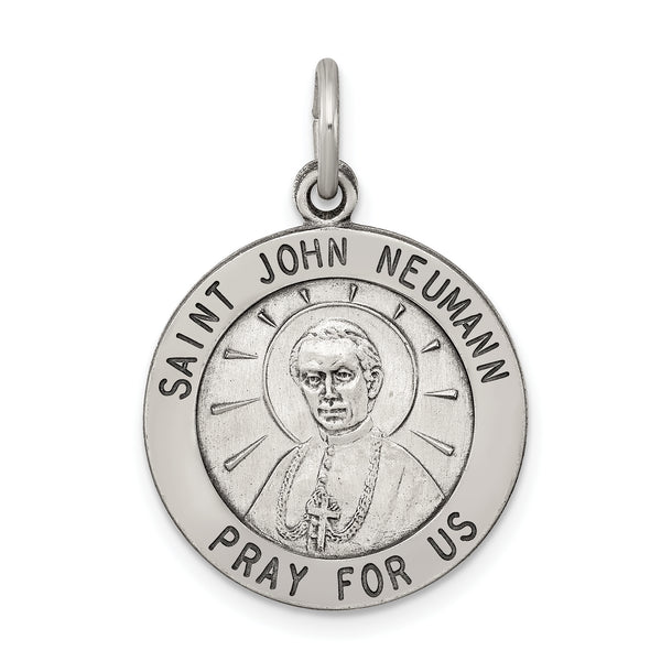 Saris and Things 925 Sterling Silver Antiqued Saint John Neumann Medal