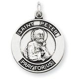 Goldia Sterling Silver Antiqued Saint Peter Medal
