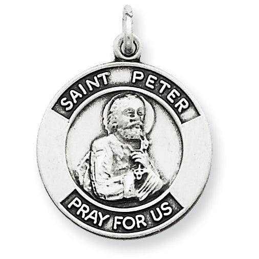 Goldia Sterling Silver Antiqued Saint Peter Medal