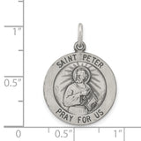 Saris and Things 925 Sterling Silver Antiqued Saint Peter Medal