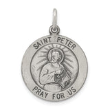 Saris and Things 925 Sterling Silver Antiqued Saint Peter Medal