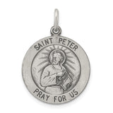 Saris and Things 925 Sterling Silver Antiqued Saint Peter Medal