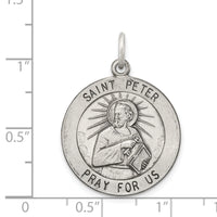 Saris and Things 925 Sterling Silver Antiqued Saint Peter Medal