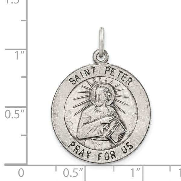 Saris and Things 925 Sterling Silver Antiqued Saint Peter Medal