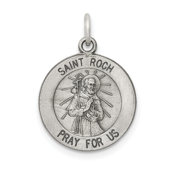 Saris and Things 925 Sterling Silver Antiqued Saint Roch Medal