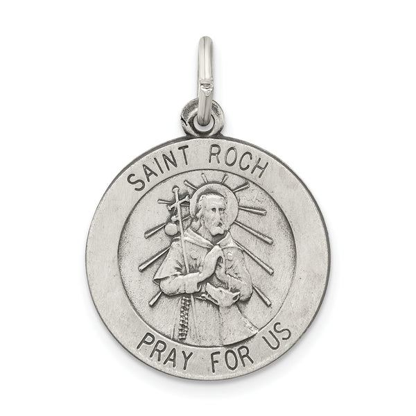 Saris and Things 925 Sterling Silver Antiqued Saint Roch Medal