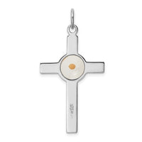 Sterling Silver Polished Cross with Mustard Seed