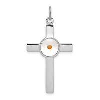 Sterling Silver Polished Cross with Mustard Seed