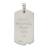 Saris and Things 925 Sterling Silver Antiqued Dog Tag Saint Michael Pendant