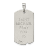 Saris and Things 925 Sterling Silver Antiqued Dog Tag Saint Michael Pendant