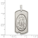Saris and Things 925 Sterling Silver Antiqued Dog Tag Saint Michael Pendant
