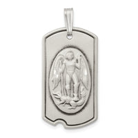 Saris and Things 925 Sterling Silver Antiqued Dog Tag Saint Michael Pendant
