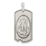 Saris and Things 925 Sterling Silver Antiqued Dog Tag Saint Michael Pendant