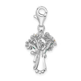 925 Sterling Silver Enameled Bouquet of Daisies with Lobster Clasp Charm
