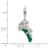 925 Sterling Silver Enameled Bouquet of Daisies with Lobster Clasp Charm