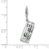 925 Sterling Silver Enameled Green Tea Beverage with Lobster Clasp Charm