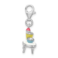 Goldia Sterling Silver Enameled Table and Bowls W/Lobster Clasp Charm