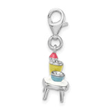 Goldia Sterling Silver Enameled Table and Bowls W/Lobster Clasp Charm