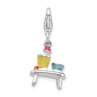 Goldia Sterling Silver Enameled Table and Bowls W/Lobster Clasp Charm