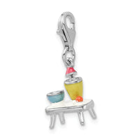 Goldia Sterling Silver Enameled Table and Bowls W/Lobster Clasp Charm
